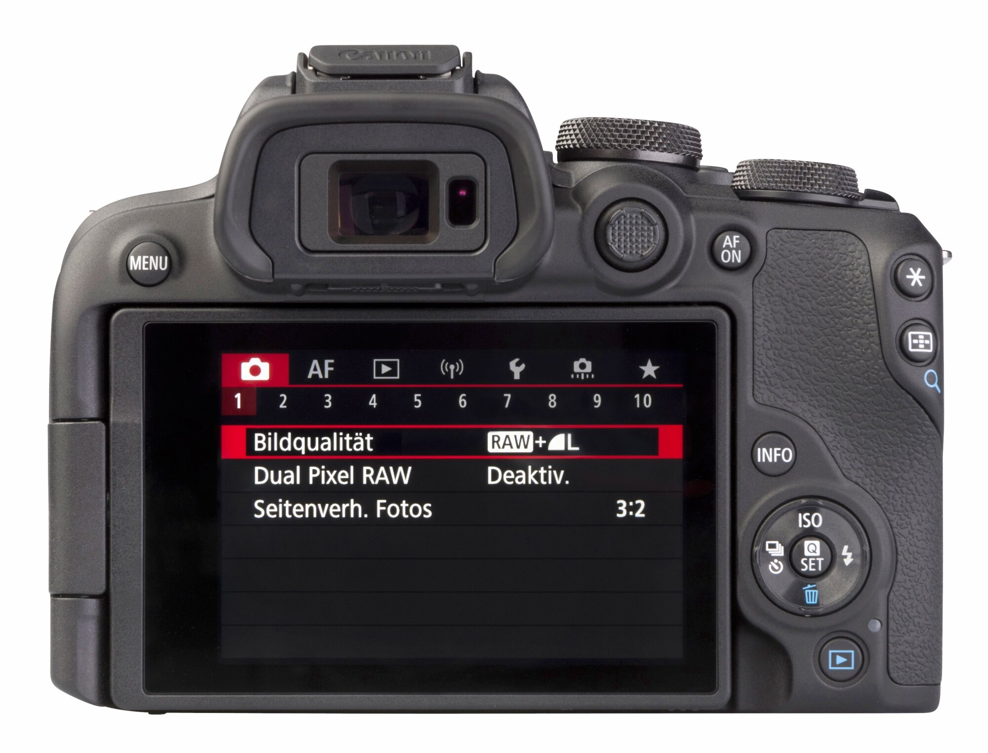 نمایش منوی کیفیت تصویر Canon EOS R10