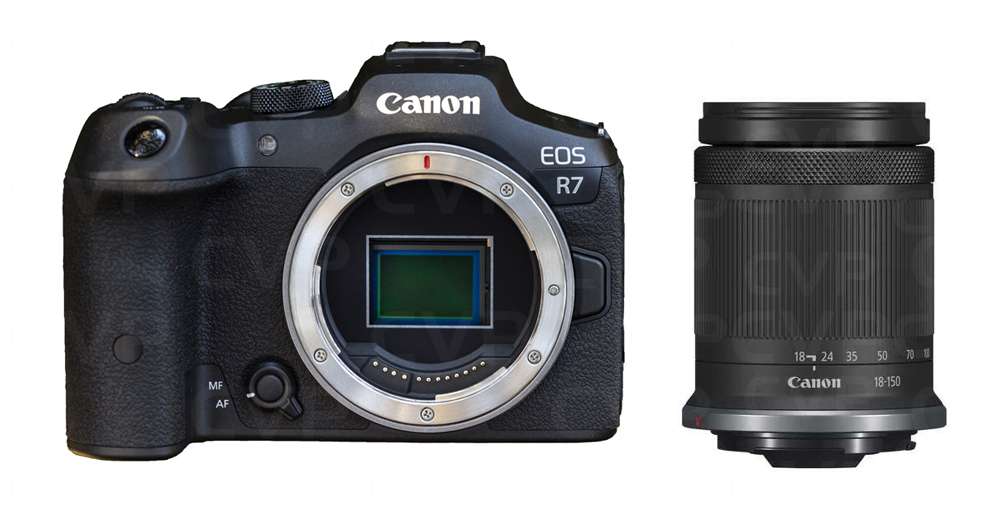 نمای جانبی Canon EOS R7 با لنز RF-S 18-150mm