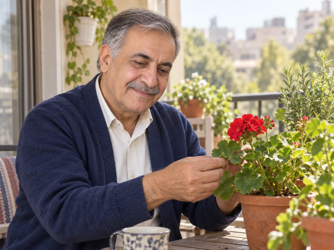 عکس خاطره نمونه علی محمدی در حال رسیدگی به گلها